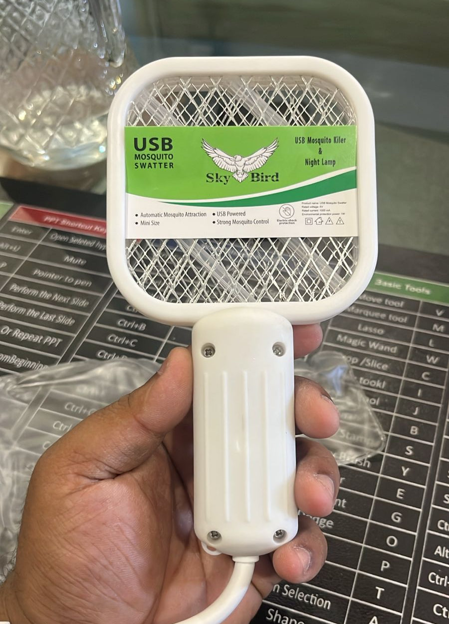 Mini USB Electric Mosquito Racket, Rechargeable Summer Fly Swatters Trap, Mosquito Swatter