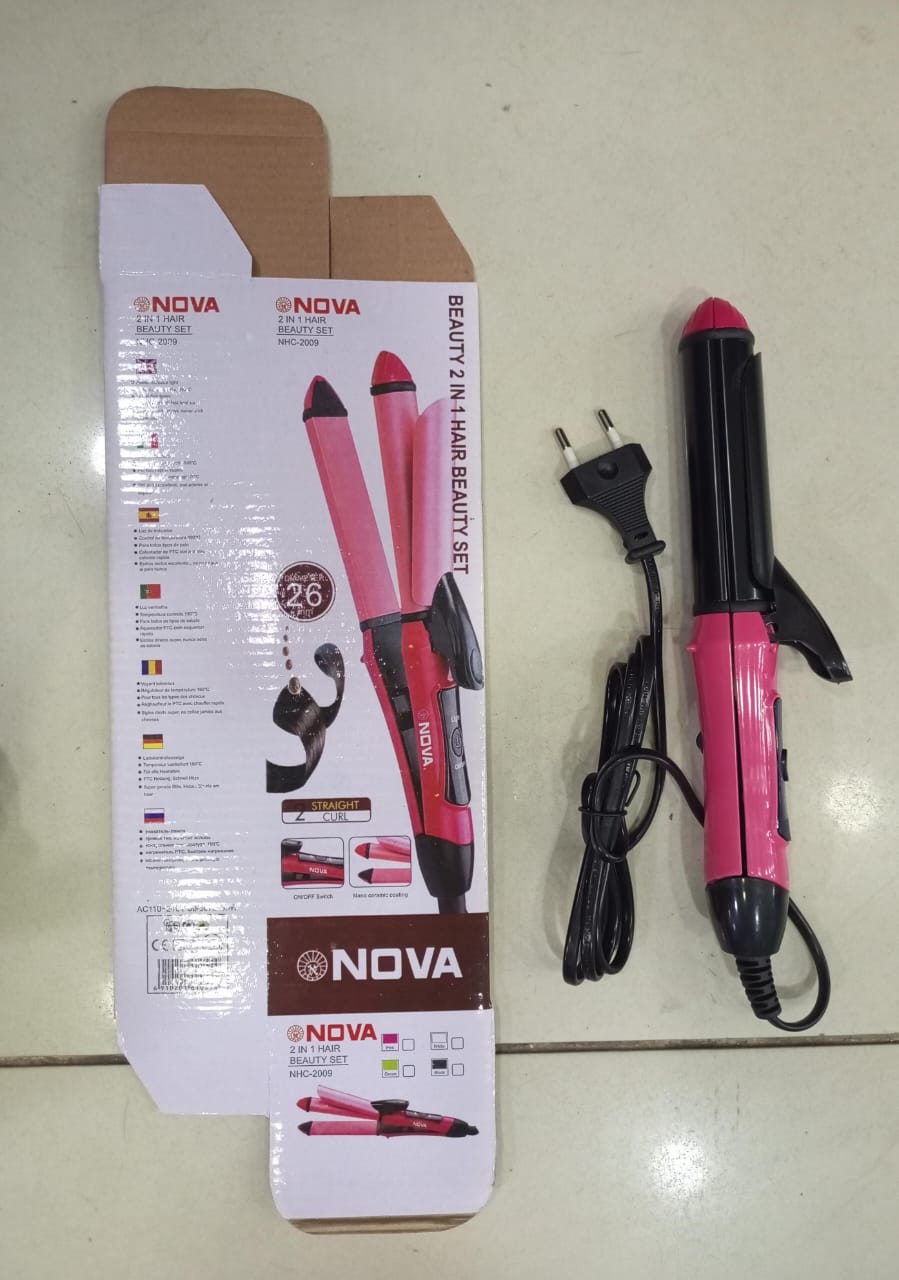 2-in-1 Nova Hair Straightener and Curler Dual-Use Styling Tool with Quick