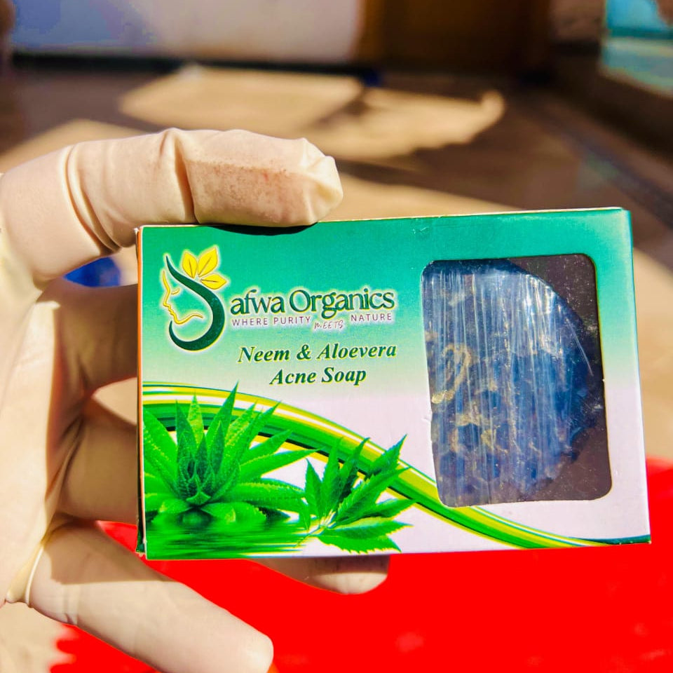 Safwa Organics Neem & Aloe Vera Handmade Soap Acne-Fighting Natural Cleanser
