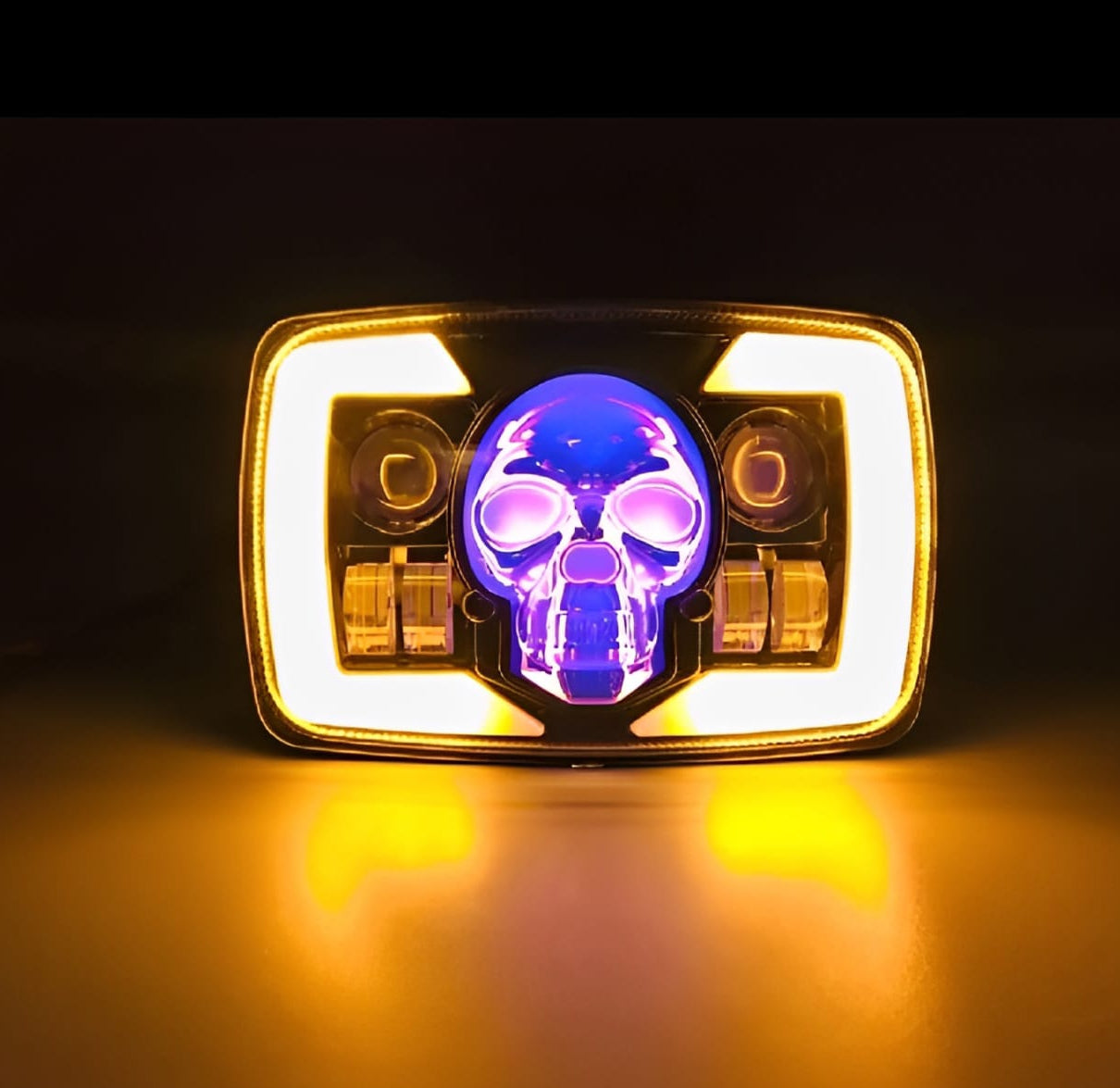 Skull Style Headlight with indicators Beam For Bike | Upgraded Model Original