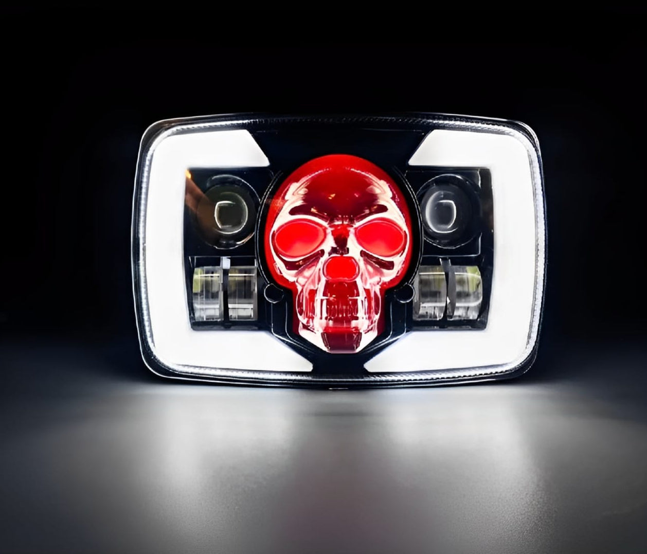 Skull Style Headlight with indicators Beam For Bike | Upgraded Model Original