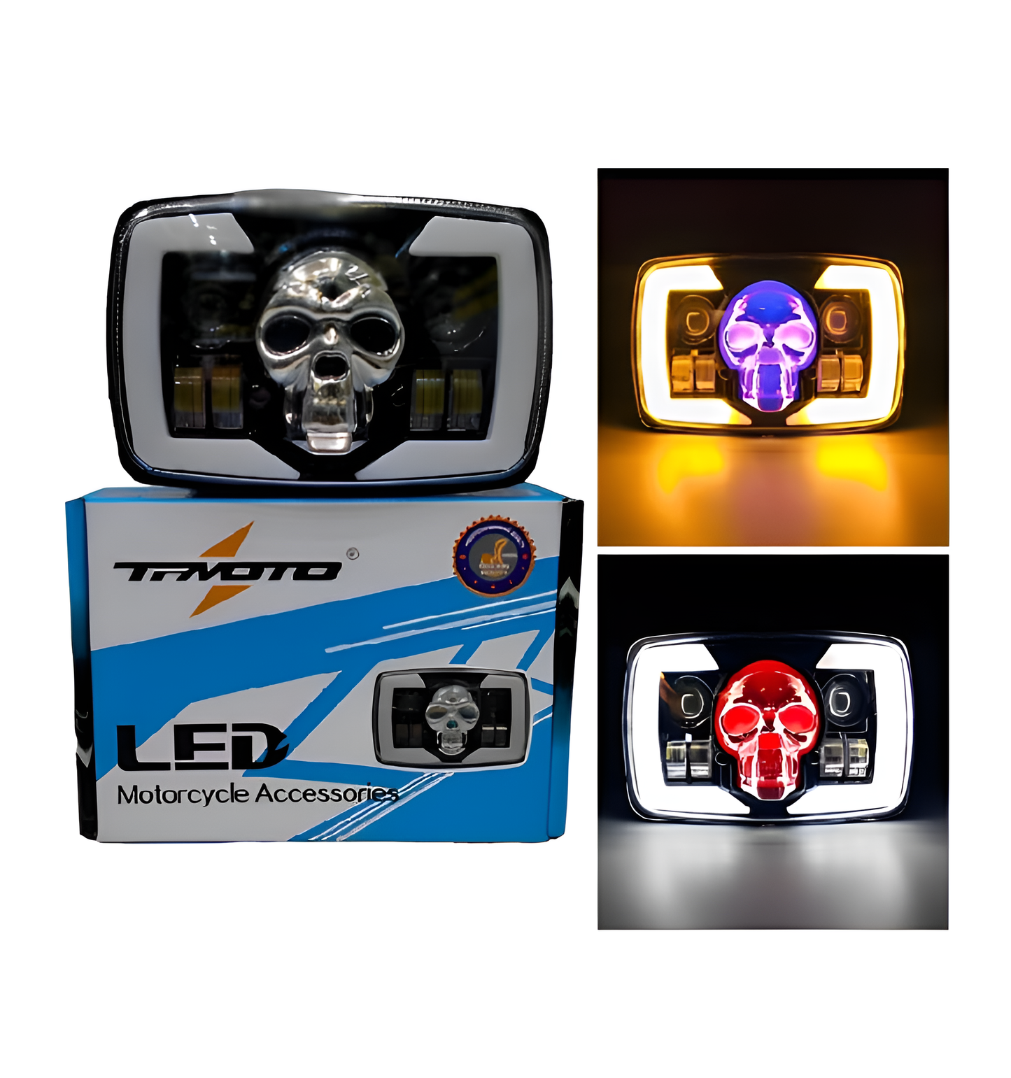 Skull Style Headlight with indicators Beam For Bike | Upgraded Model Original