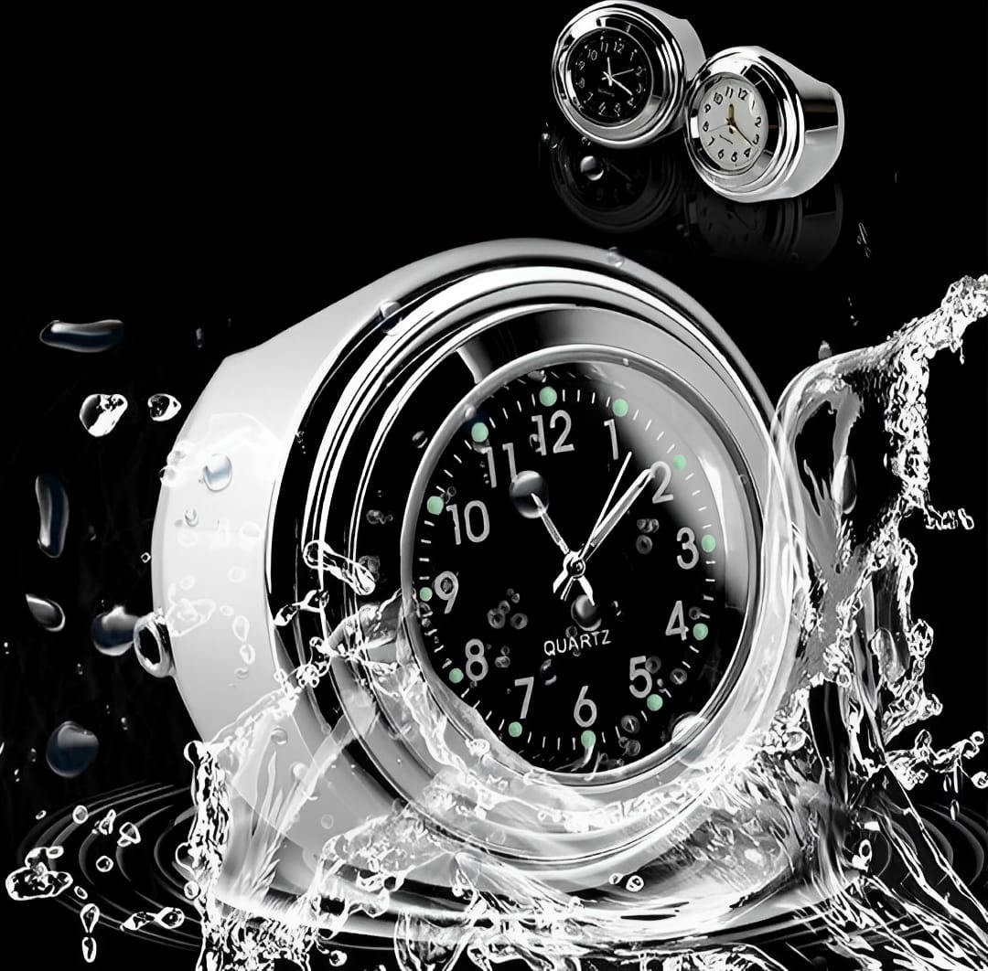 Universal Waterproof Chrome Motorcycle Handlebar Clock Luminous Quartz Watch for Bikes
