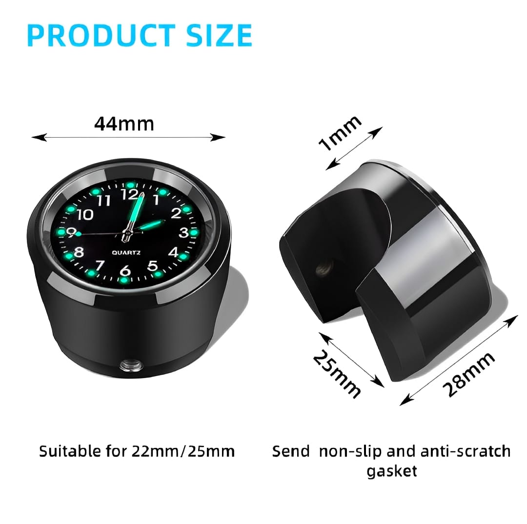 Universal Waterproof Chrome Motorcycle Handlebar Clock Luminous Quartz Watch for Bikes