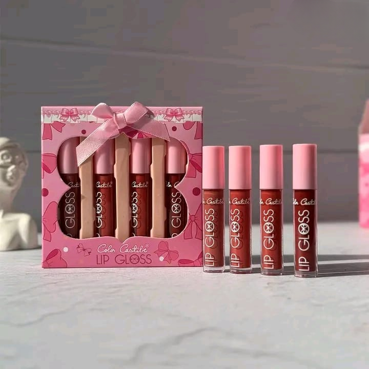 4-Piece Color Castle Bow Lip Gloss Set Cute Bow Design, Vibrant