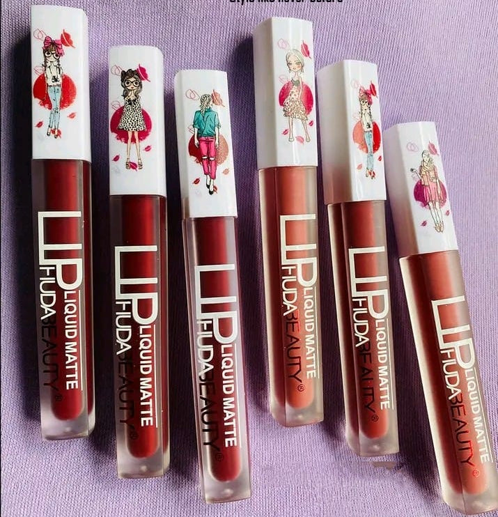 6-Piece Matte Lip Gloss Set Multicolor Shades, Long-Lasting Liquid Formula, Velvet