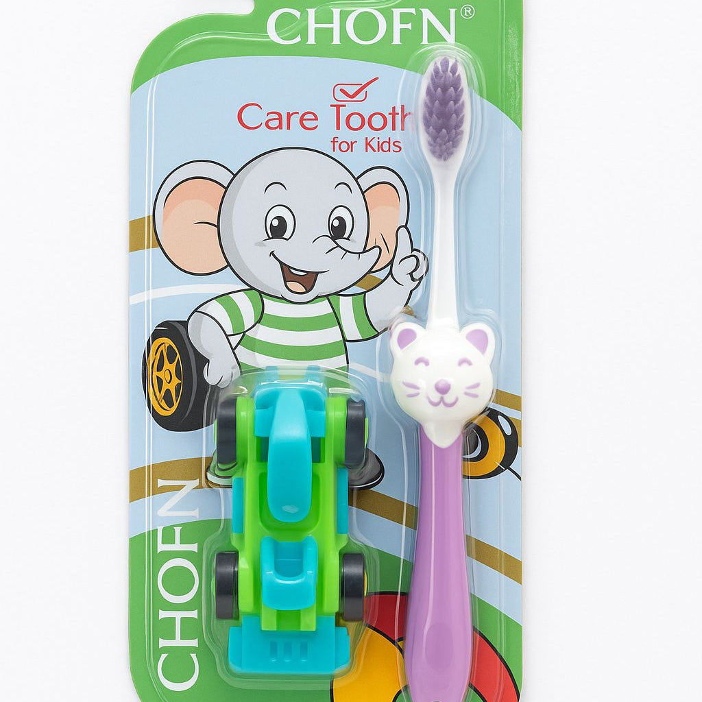 CHOFN Kids Toothbrush Set (312 Years) Soft Bristles with Toy Car