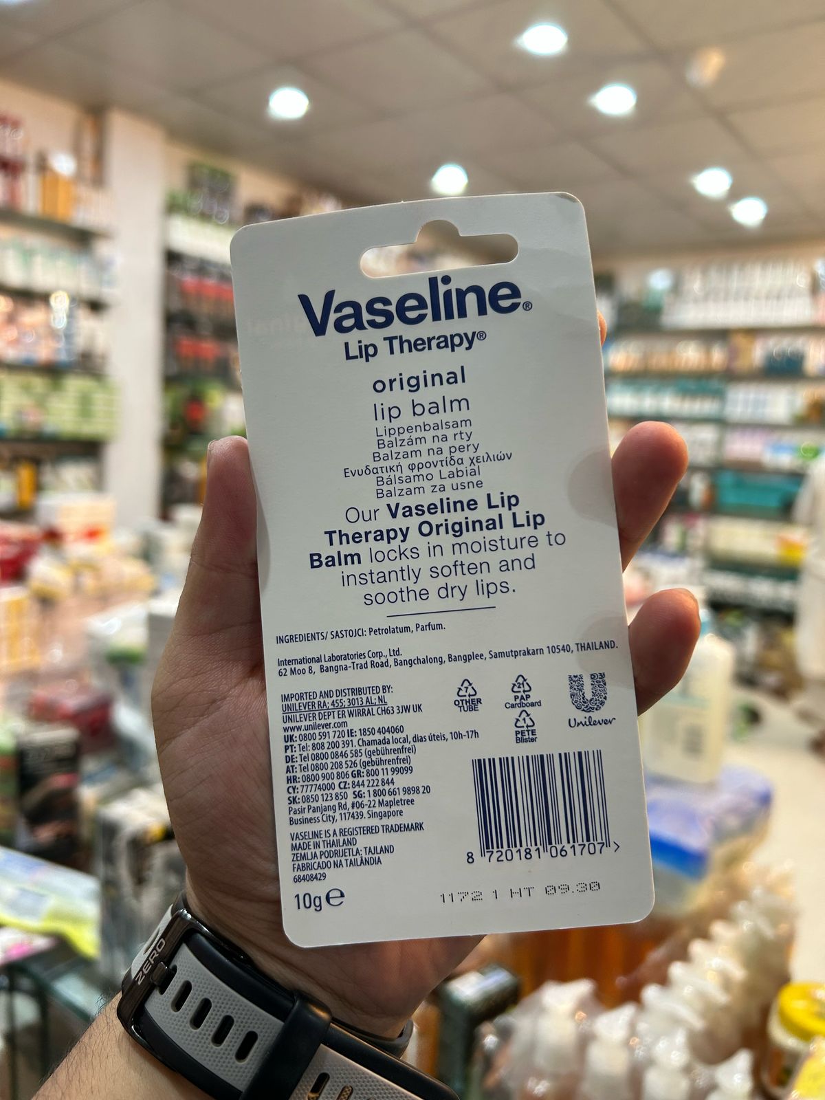 Vaseline Lip Balm 10g Moisturizing Care for Soft, Smooth Lips