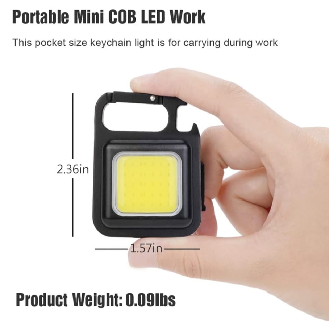 COB Small Flashlight, Keychain Work Light, USB Rechargeable, Mini LED Handheld t,