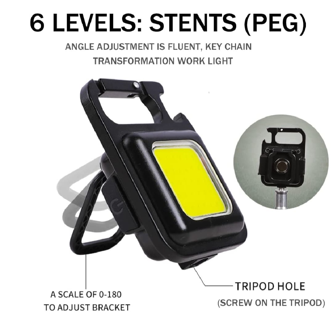 COB Small Flashlight, Keychain Work Light, USB Rechargeable, Mini LED Handheld t,