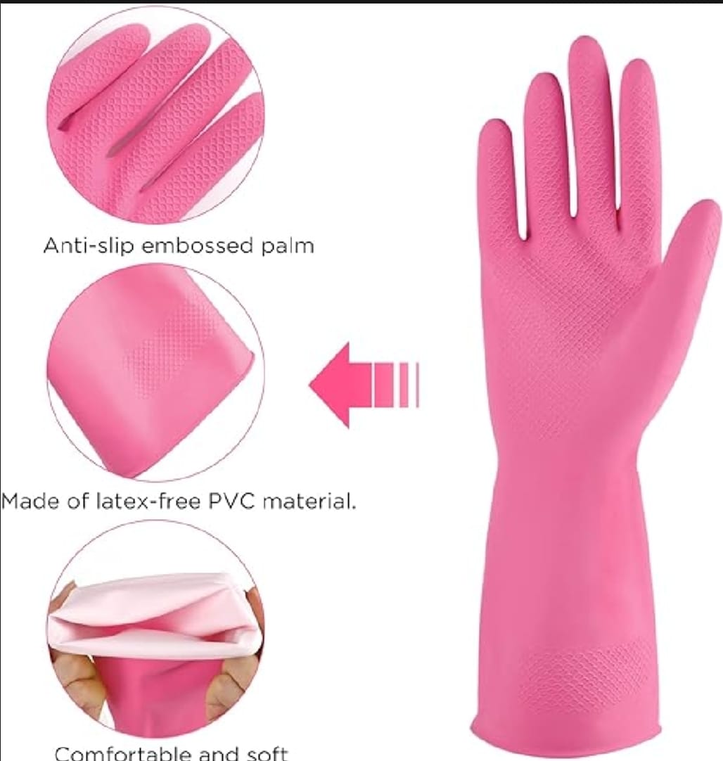 1 Pair Cleaning Gloves Kitchen waterproof Dishwashing Gloves Rubber Kitchen Gloves Antibacterial