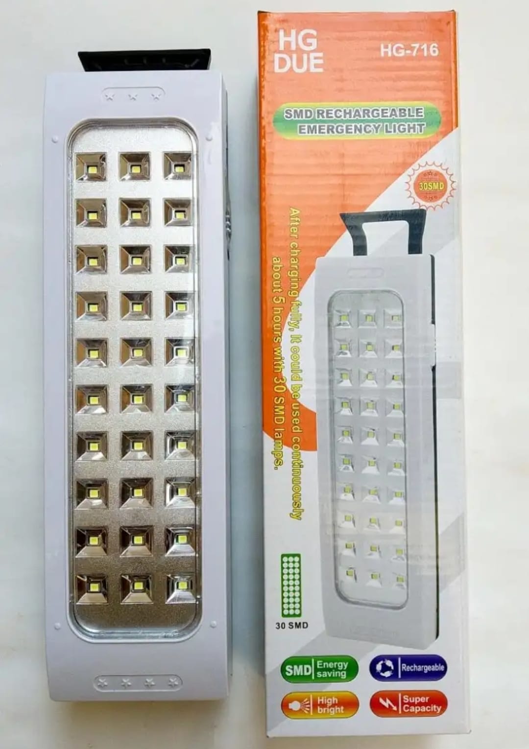 HG Rechargeable Emergency Light 30 LEDs | Model HG-716 | 1600mAh