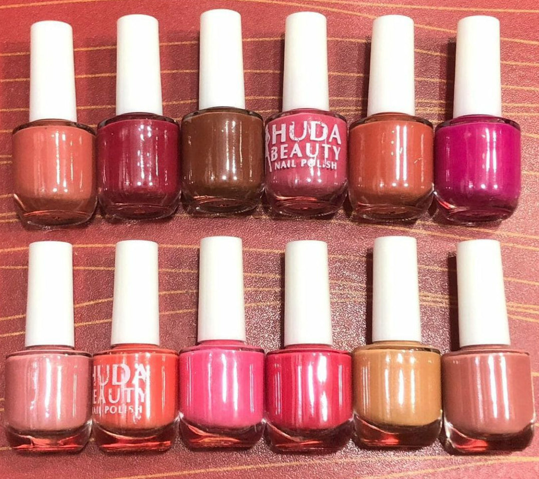 Huda Beauty Nude Nail Polish Set (6 Pcs Random Colors) with Free