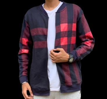 Men's Stylish Zipper Jacket with Contrast Checked Zipper | Jacket For Men's