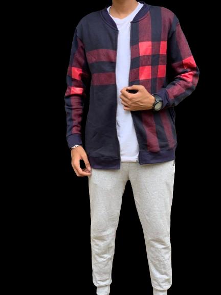 Men's Stylish Zipper Jacket with Contrast Checked Zipper | Jacket For Men's