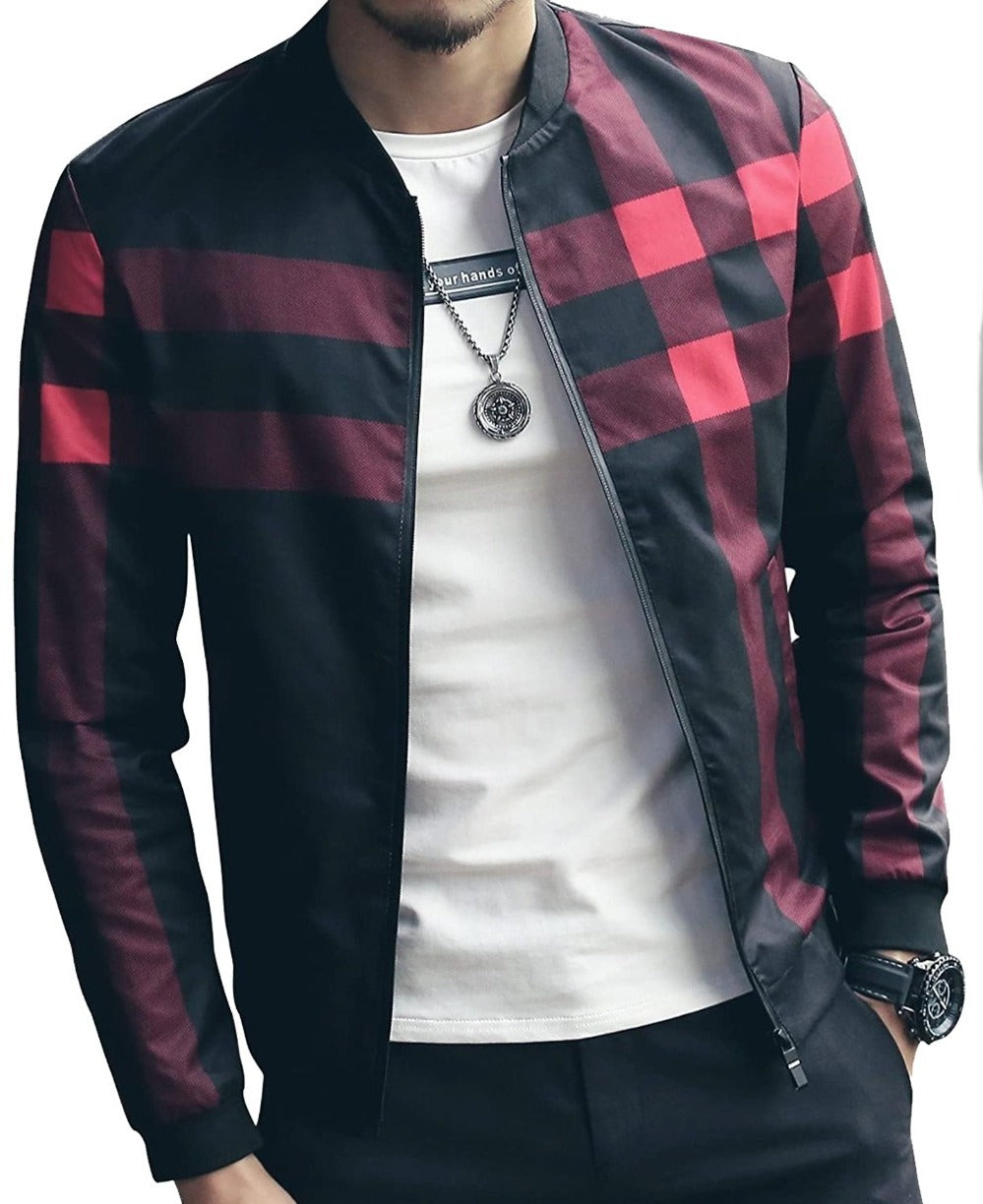 Men's Stylish Zipper Jacket with Contrast Checked Zipper | Jacket For Men's