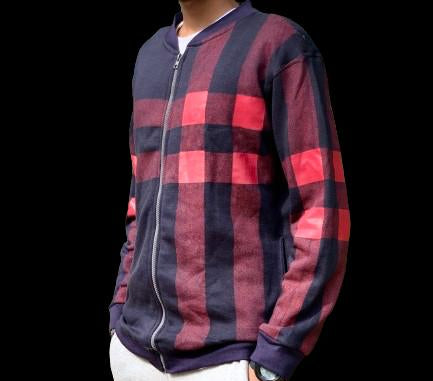 Men's Stylish Zipper Jacket with Contrast Checked Zipper | Jacket For Men's