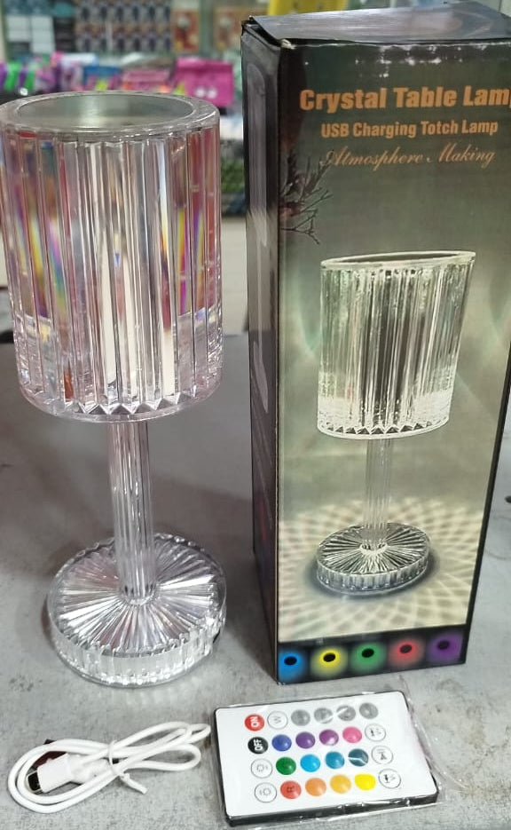 RGB Crystal Touch Table Lamp, LED Night Light Bedside Lamp with USB