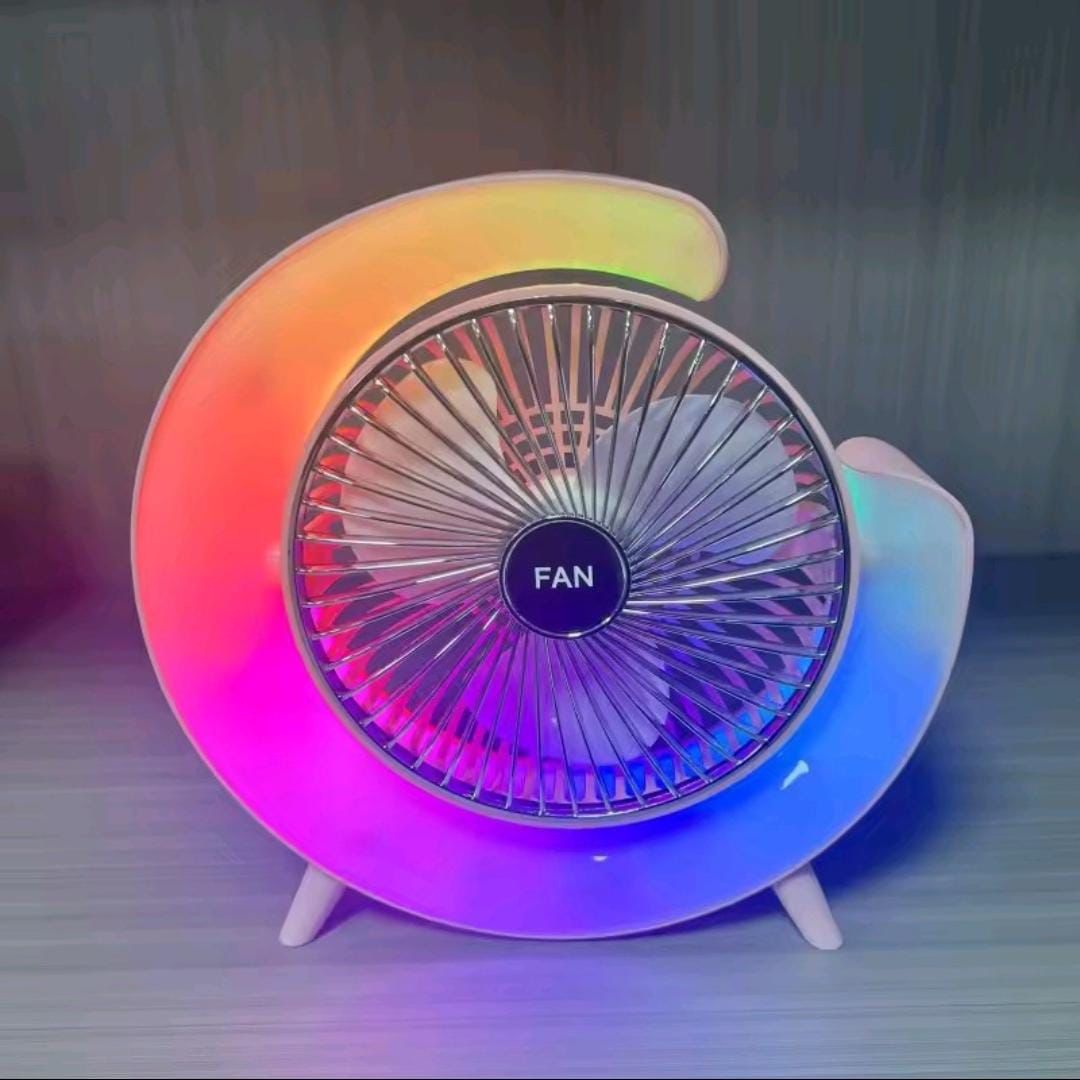 7 Colors LED Atmosphere Light Mini Electric fan Portable Table Fan Quiet