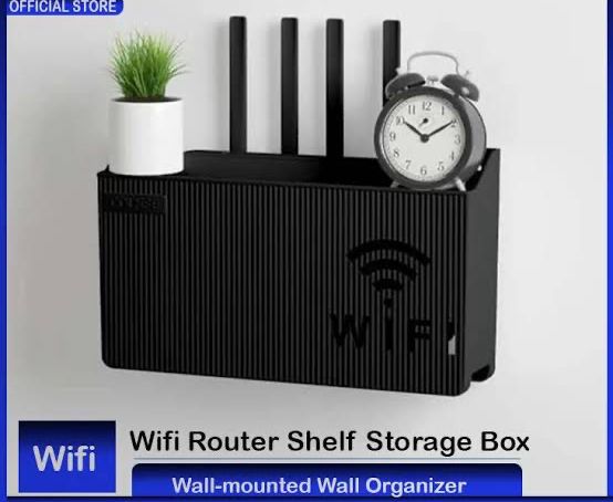 WiFi Router Shelf & Cable Organizer Wall-Mount ABS Plastic Storage Box