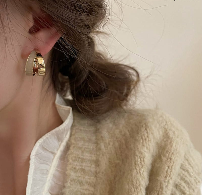Elegant Dual Colour Korean Gold Plated Earings | Casual wear Fashion Trendy