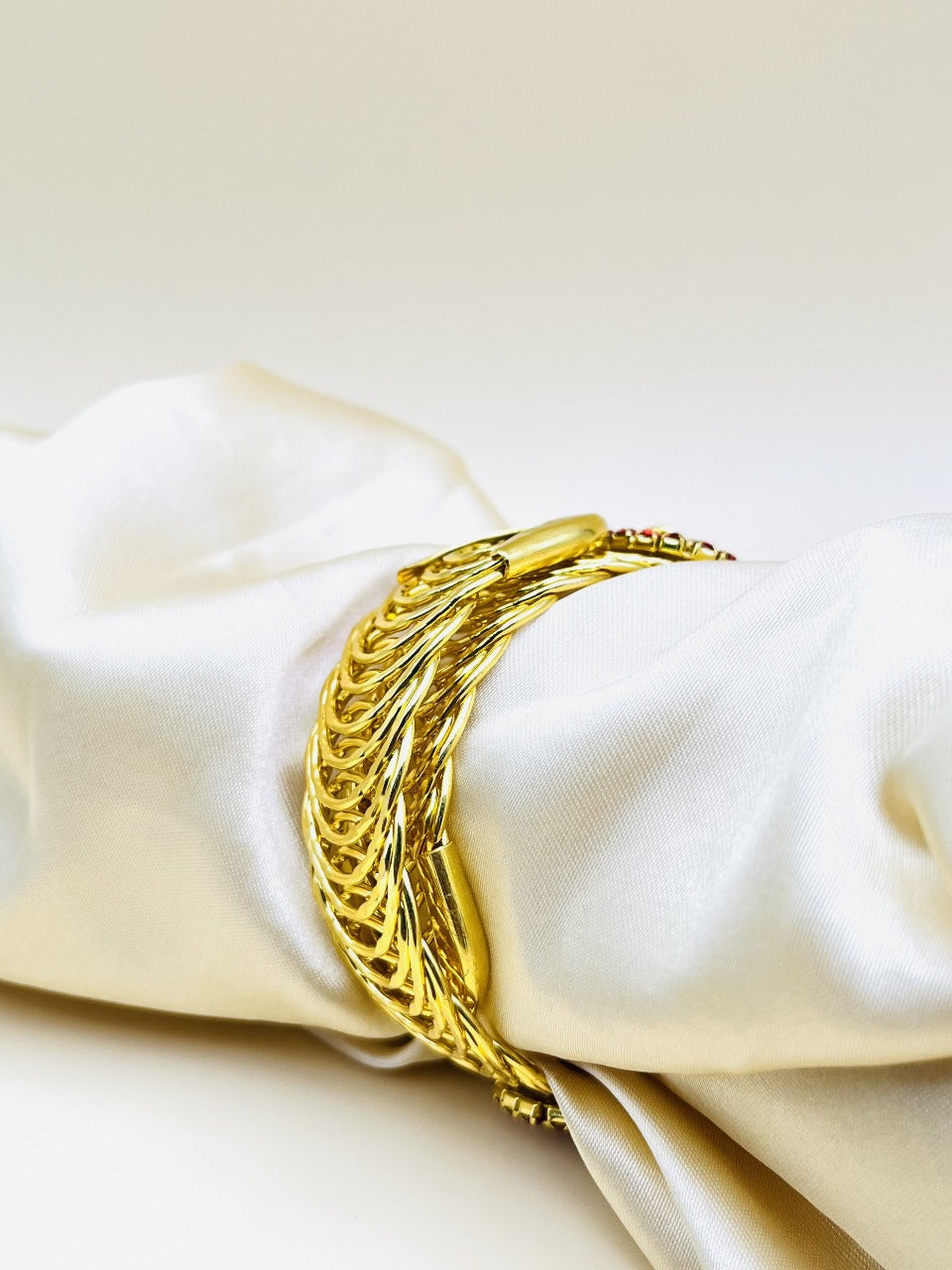 Imported Golden Lace Crystal Bracelet | Royal Ruby Elegance Bracelet | Royal
