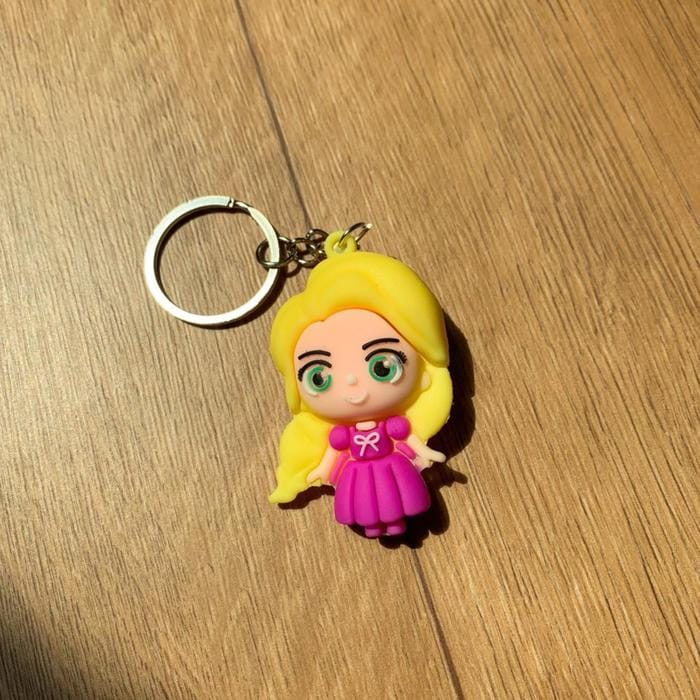 01 PCs Disney Princess Anime Figure Key-Chain Cute Soft Rubber Bag