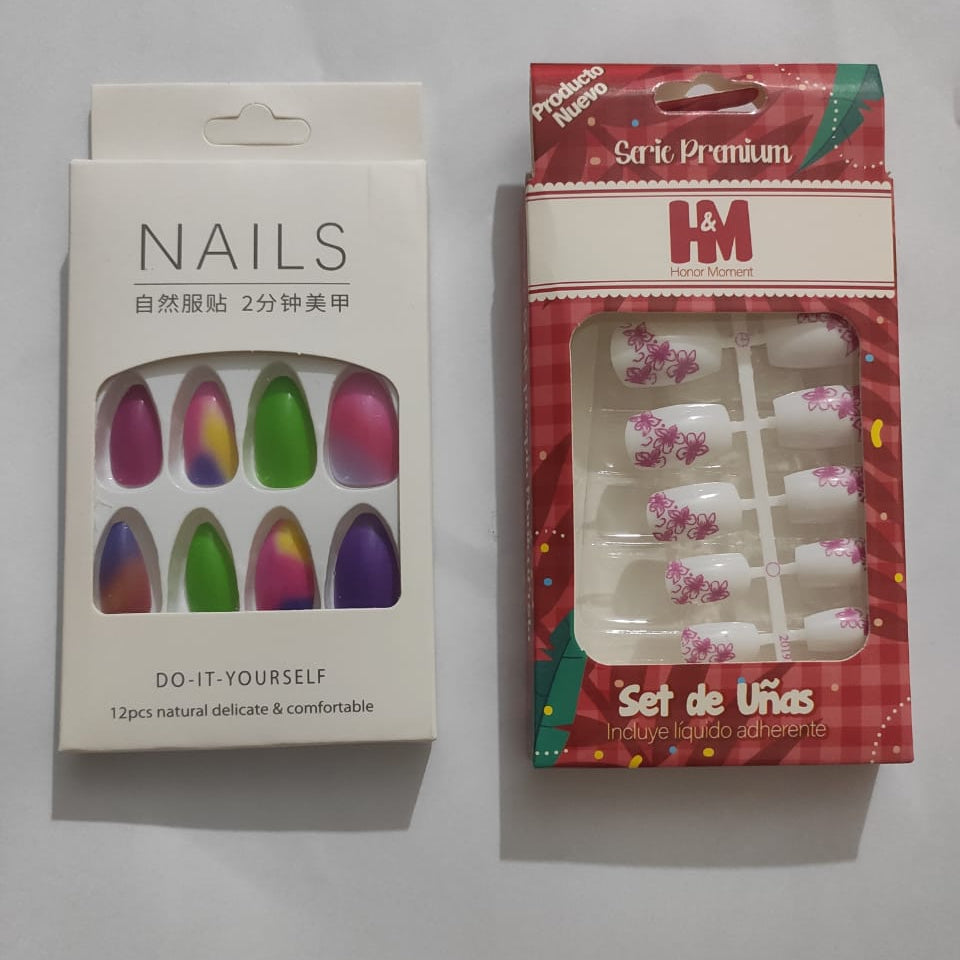 Artificial Press-On Nails Combo Set Vibrant Colors & Trendy Designs |