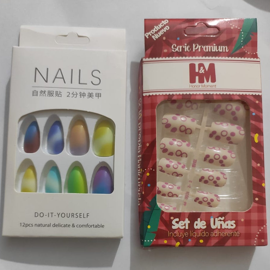 Artificial Press-On Nails Combo Set Vibrant Colors & Trendy Designs |