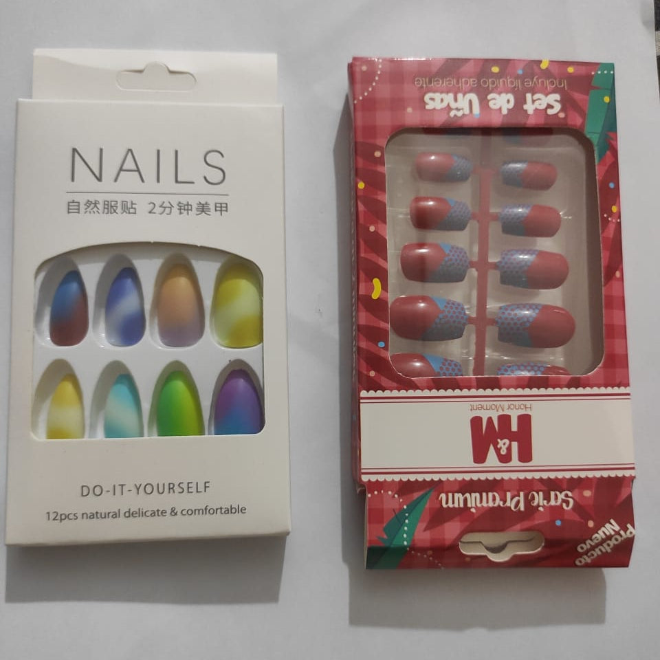 Artificial Press-On Nails Combo Set Vibrant Colors & Trendy Designs |