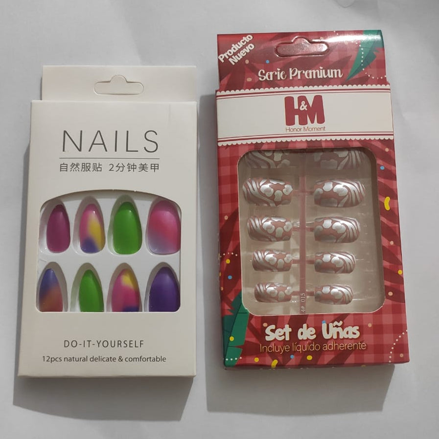 Artificial Press-On Nails Combo Set Vibrant Colors & Trendy Designs |
