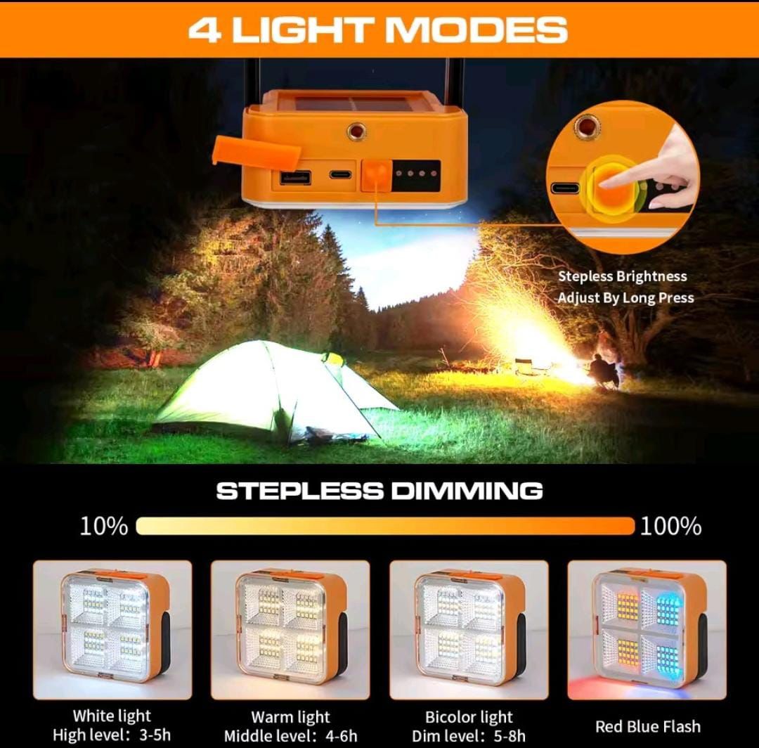 Outdoor Portable LED Solar Floodlight Rechargeable 500W Spotlight Lantern for Camping,