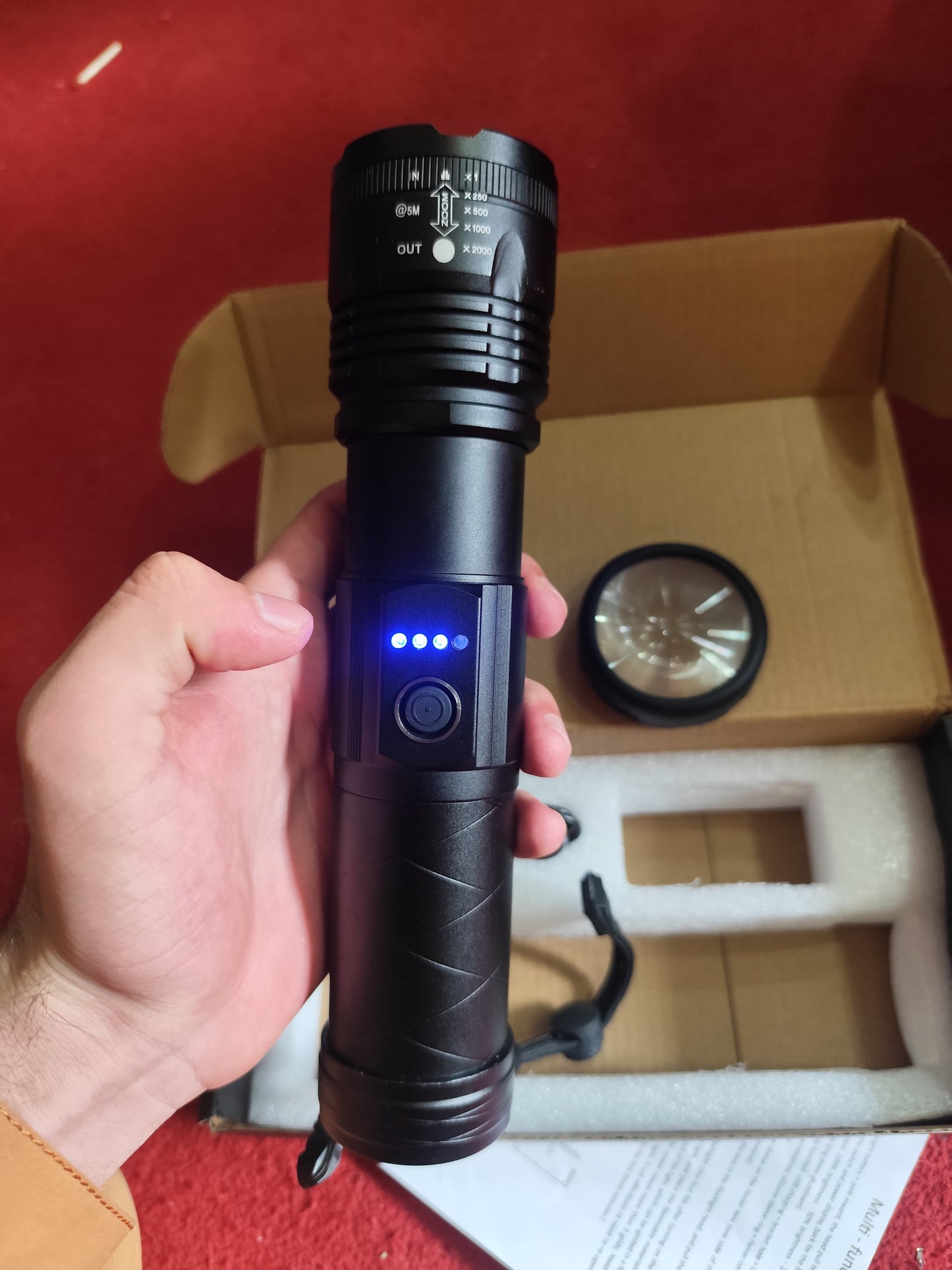 Tactical LED Flashlight Kit SP-38-1 Rechargeable High Power Torch with 3x18650