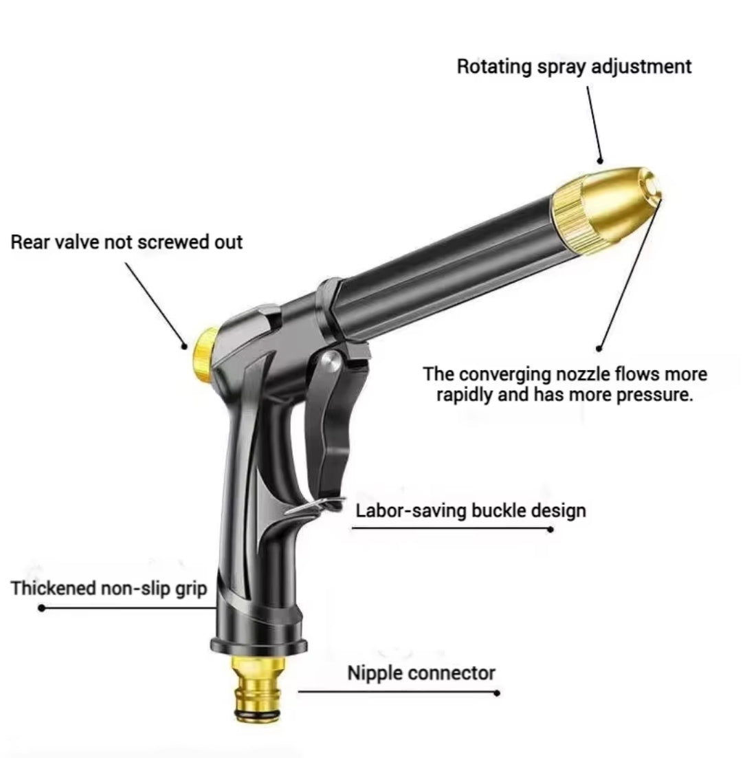 High-Pressure Hose Nozzle Gun Set Adjustable Spray Watering Tool with Ergonomic