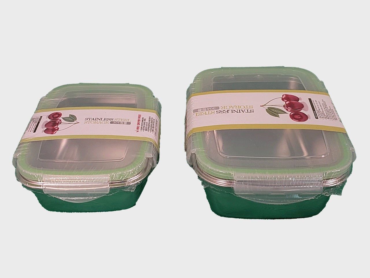 Pack of 2 Leak-Proof Stainless Steel Lunch Boxes 450ml & 1000ml