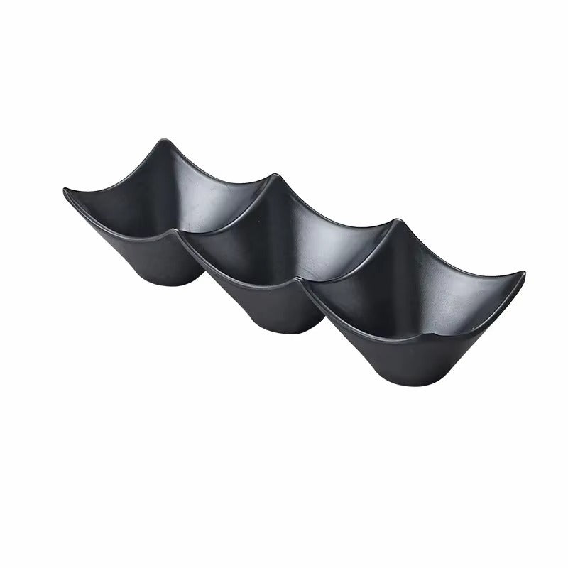 3-Compartment Dipping Sauce Dish BPA-Free Plastic Condiment Server for Hot Pot,