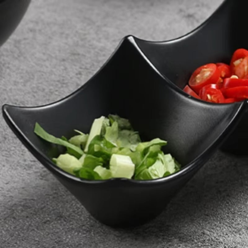3-Compartment Dipping Sauce Dish BPA-Free Plastic Condiment Server for Hot Pot,