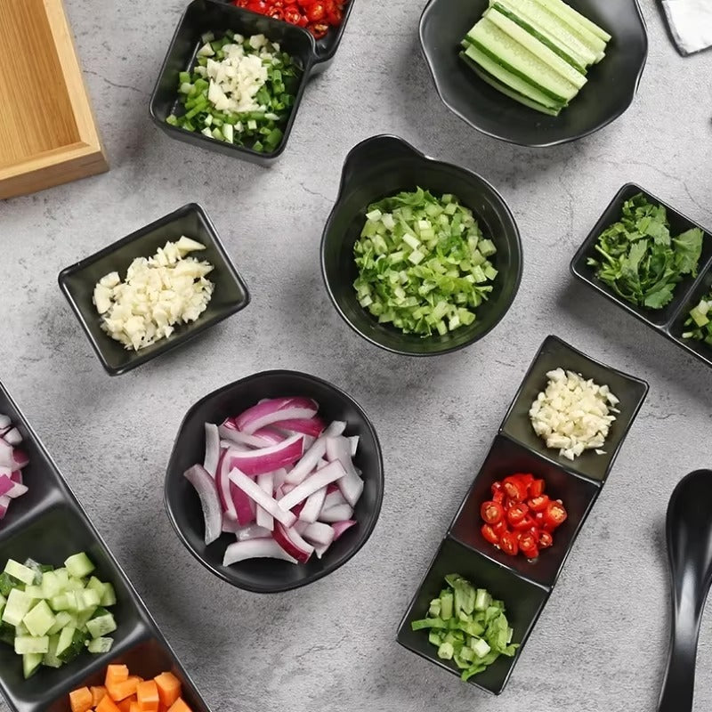 3-Compartment Dipping Sauce Dish BPA-Free Plastic Condiment Server for Hot Pot,