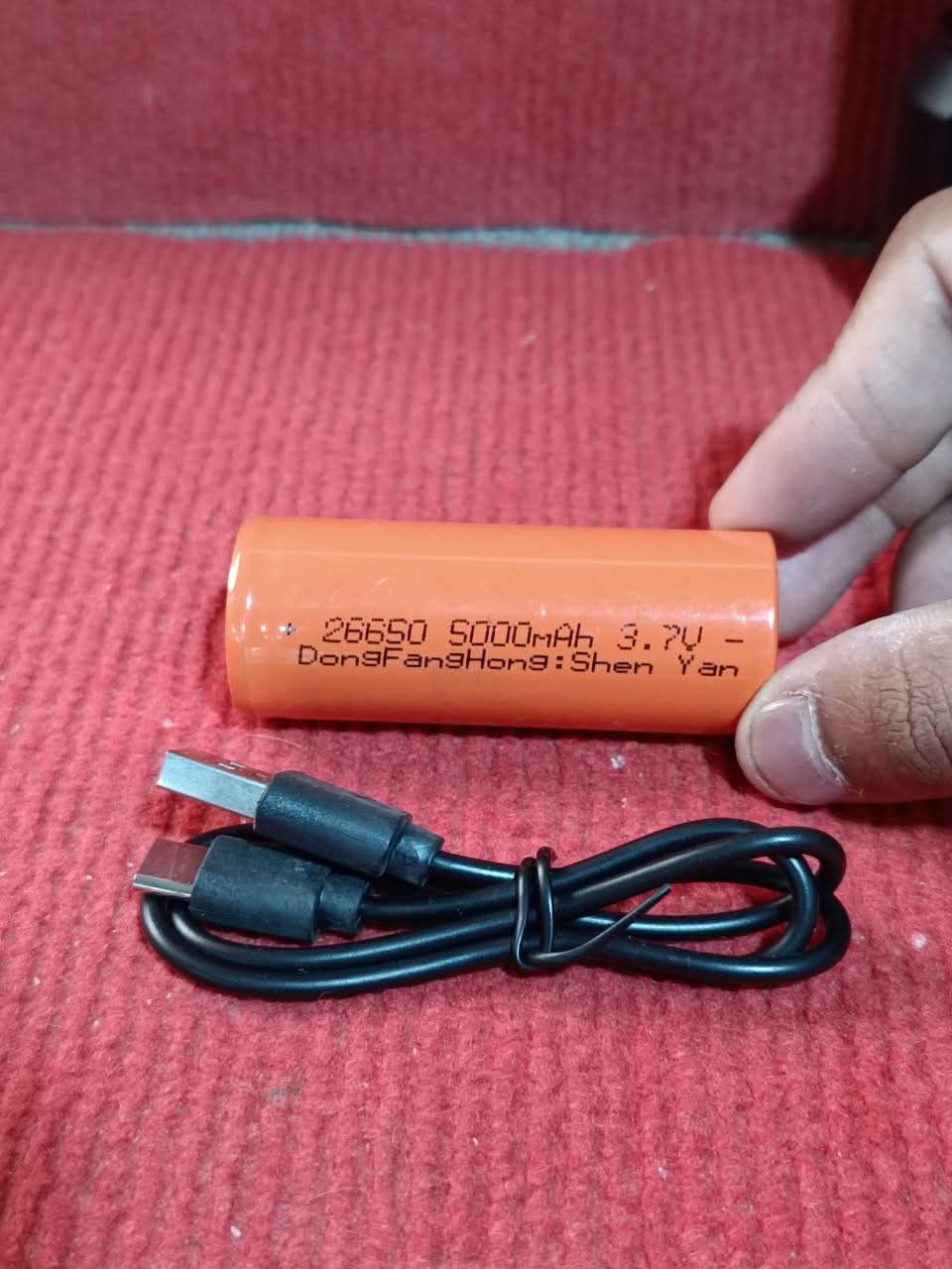 Long Range LED Rechargeable Flashlight 26650 Battery, Power Bank Function, Battery