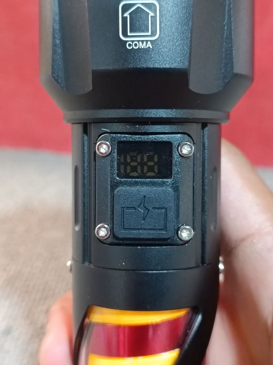 Long Range LED Rechargeable Flashlight 26650 Battery, Power Bank Function, Battery