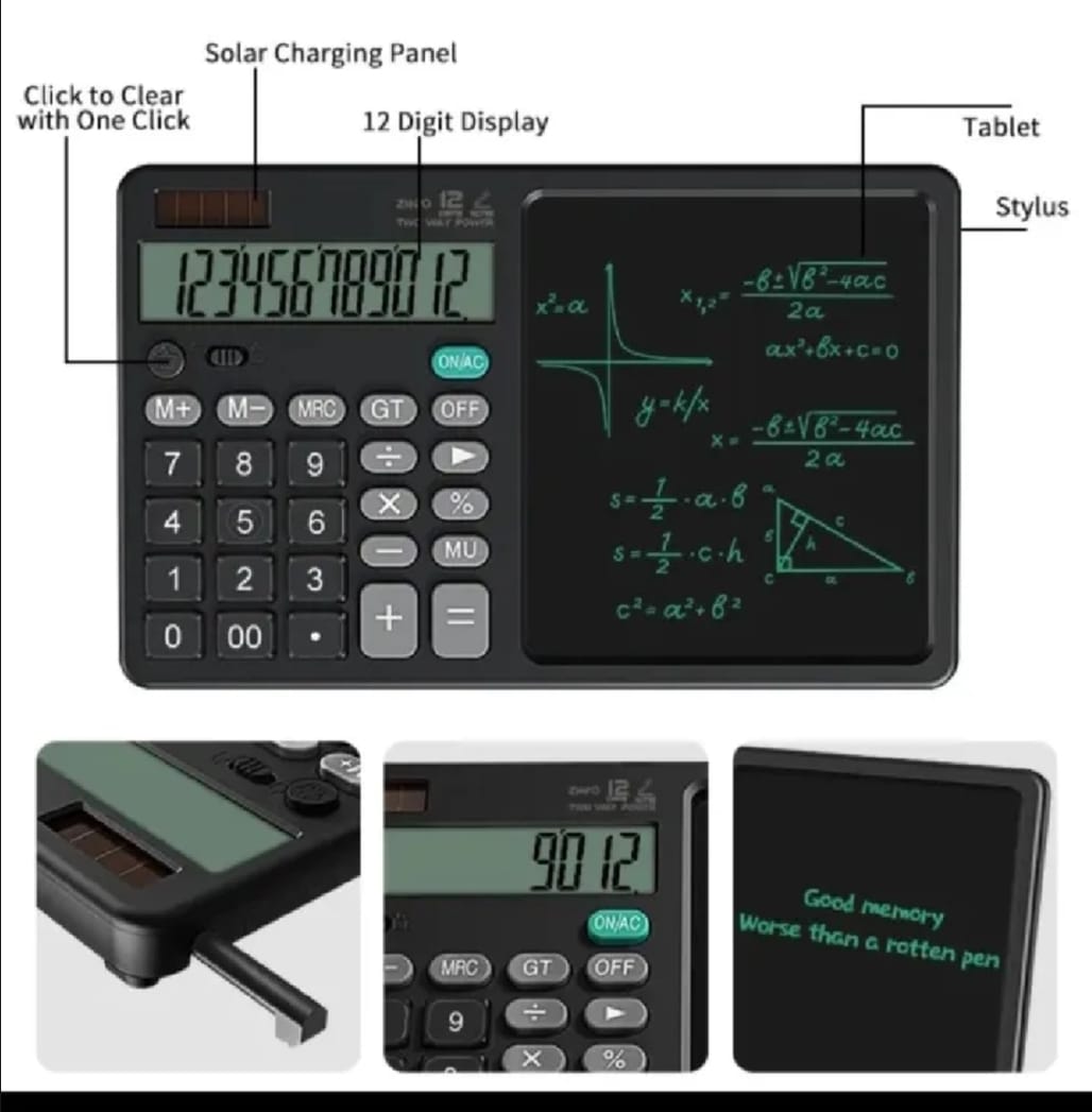 2-in-1 Calculator with LCD Writing Tablet Dual-Function Office & School Gadget
