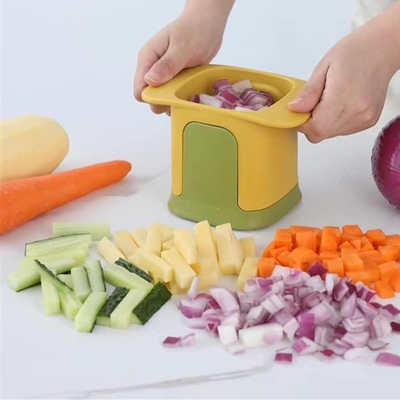 Multi-Function Handheld Chopper Dicing, Slitting & Slicing Tool for Quick Food