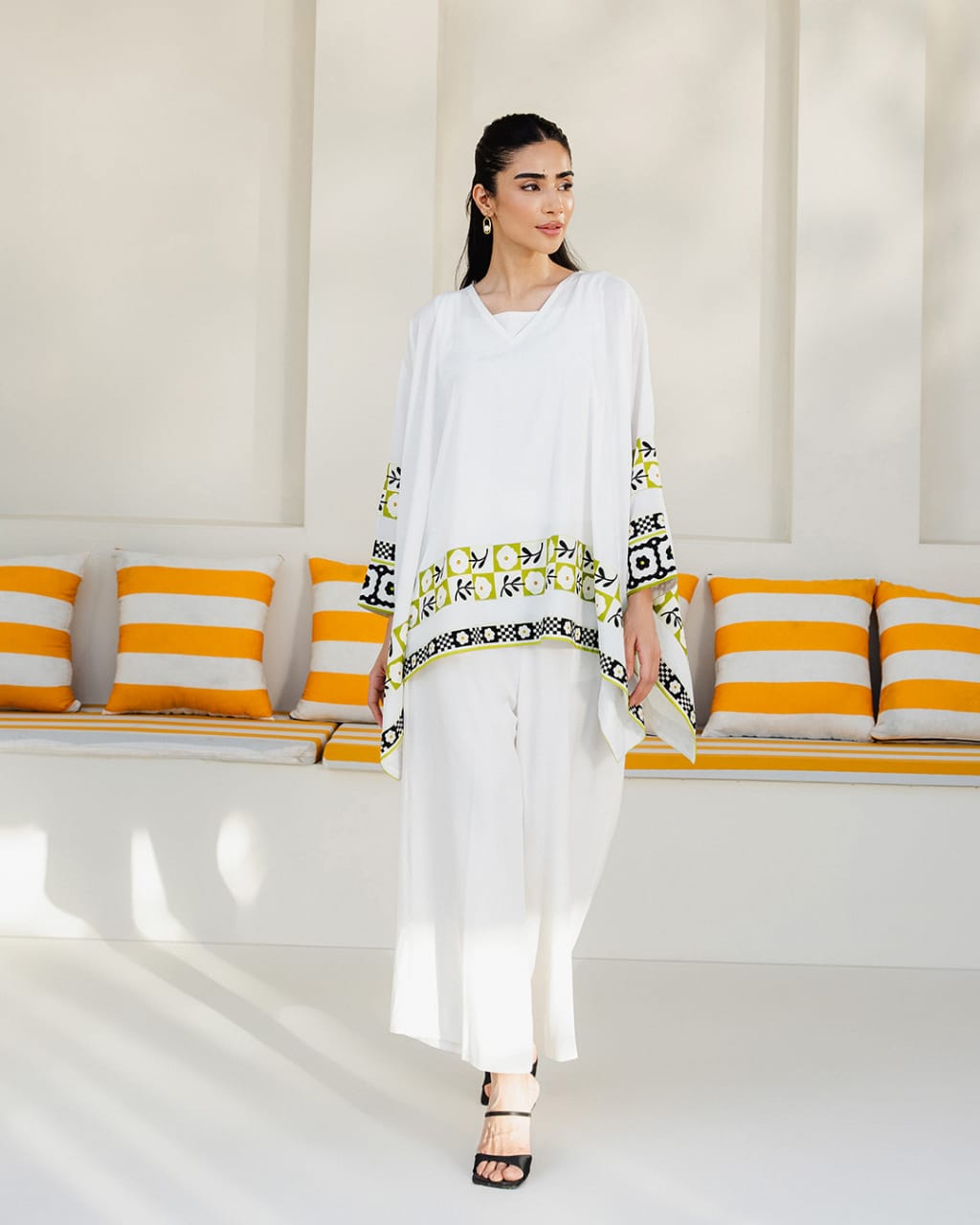 Women's 3-Piece Swiss Lawn Printed Suit White, Medium Size, Shirt, Trouser