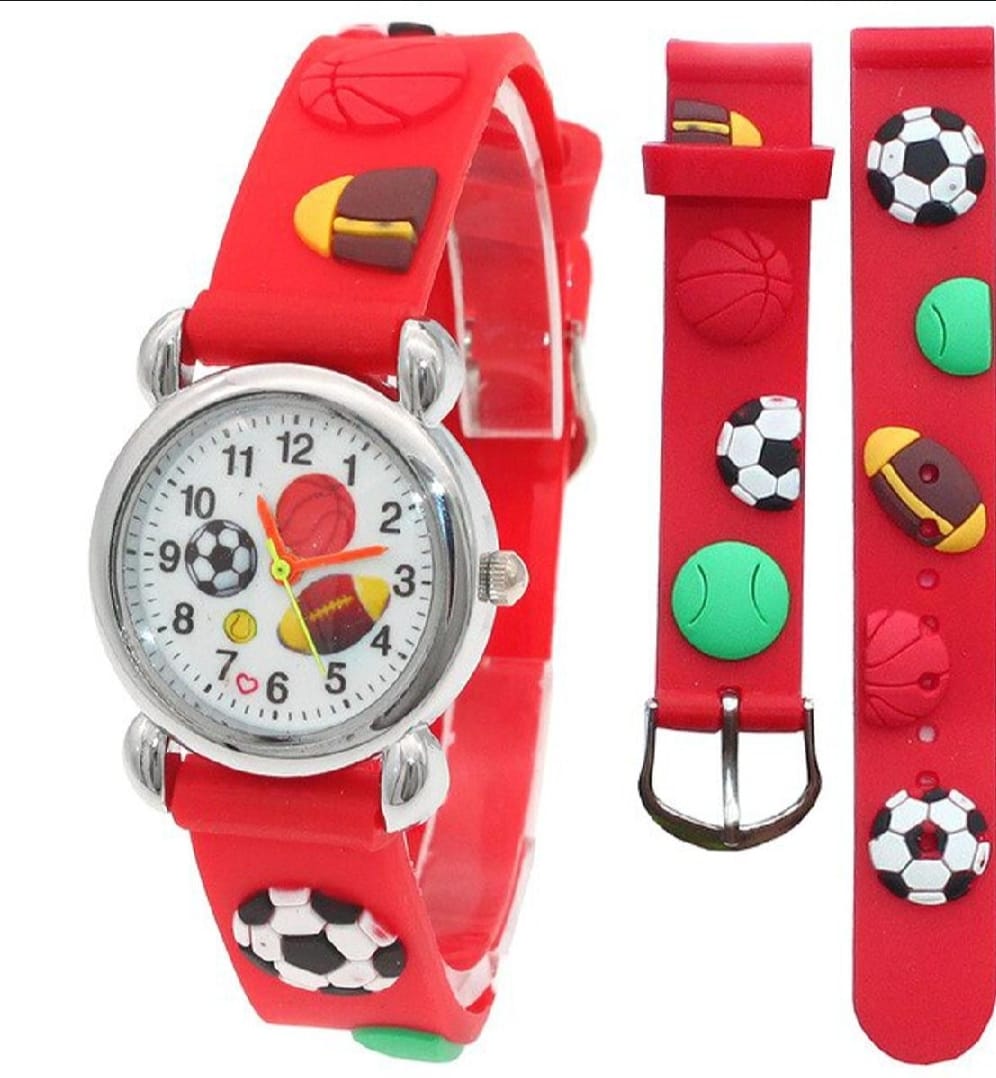 High Quality Cute Football Cartoon Children Watch Girls Rubber Kids Watches Boys