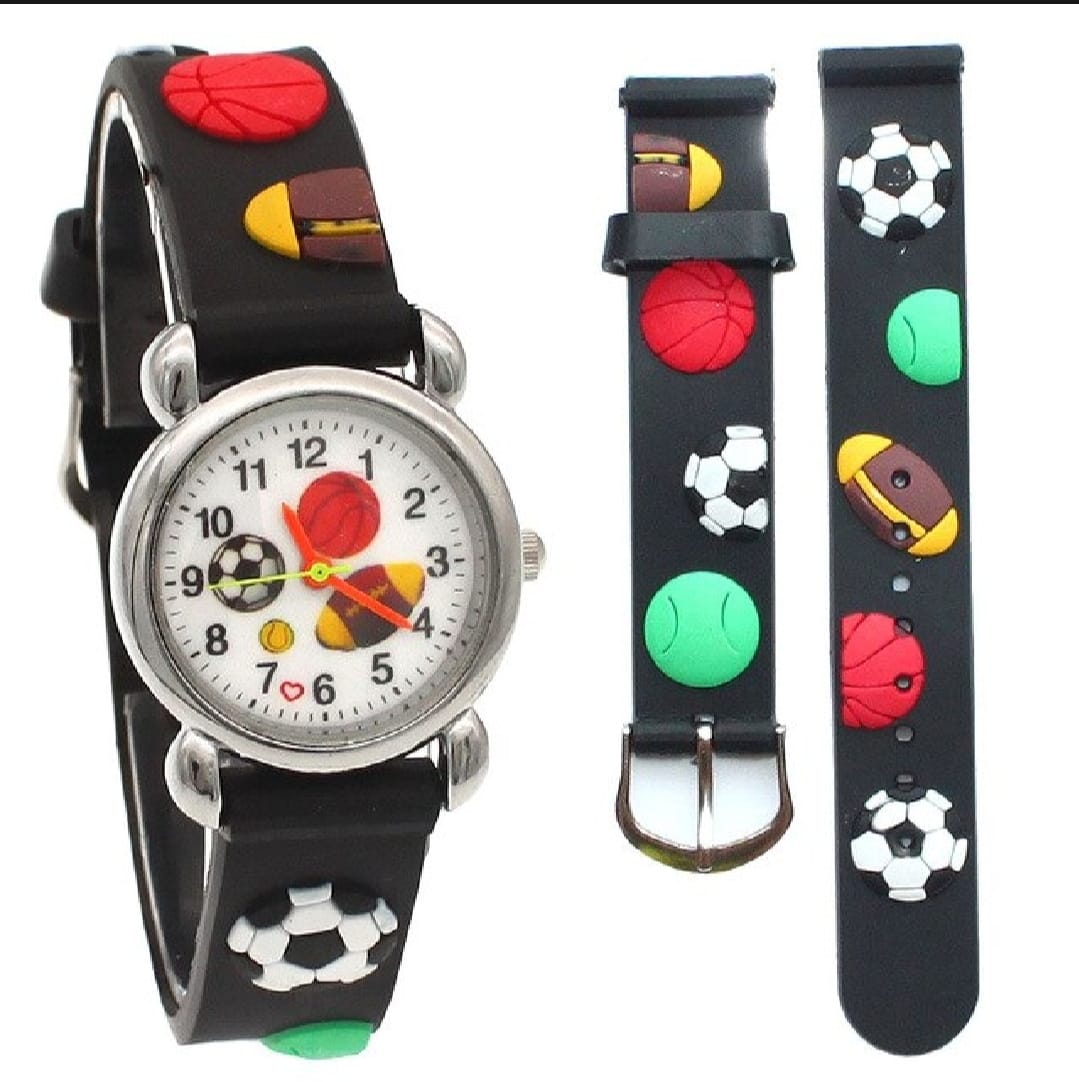 High Quality Cute Football Cartoon Children Watch Girls Rubber Kids Watches Boys