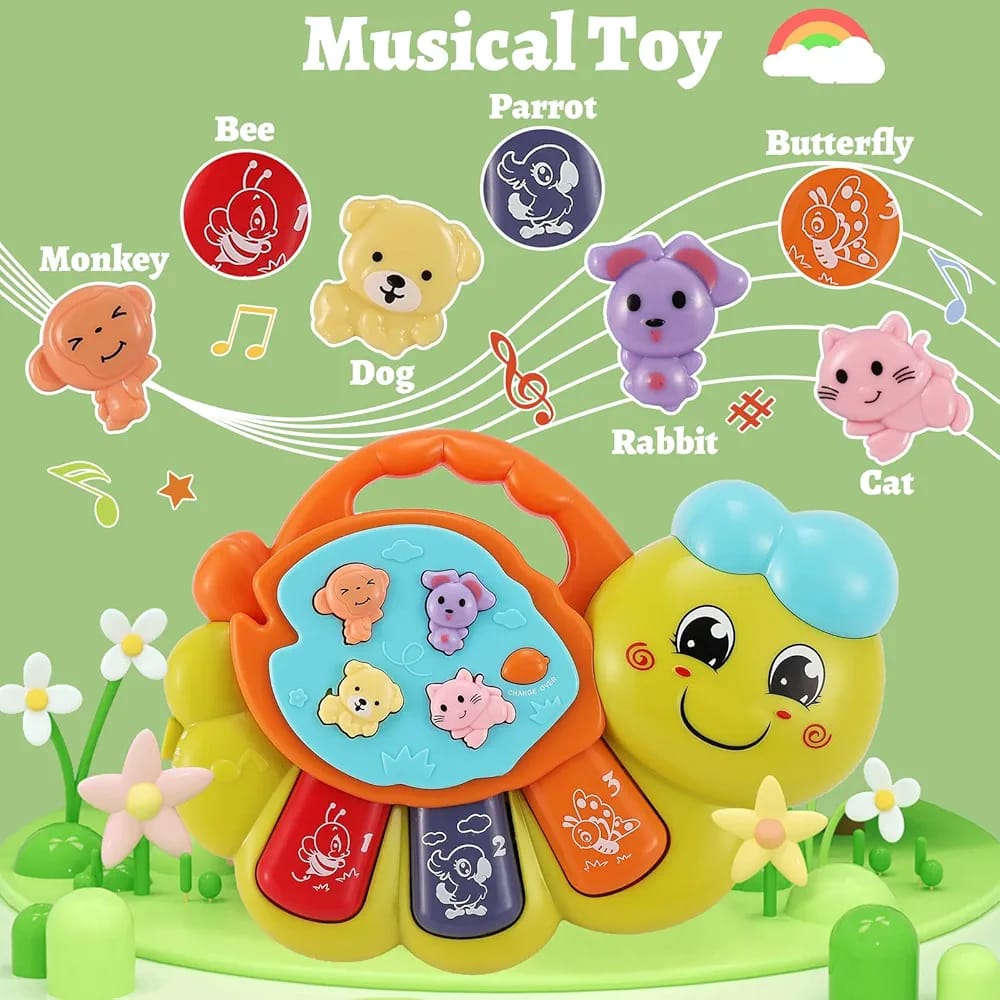 TOEY PLAY Baby Toy with Caterpillar for 12+ Months, Musical Piano Keyboard - CheckNpays