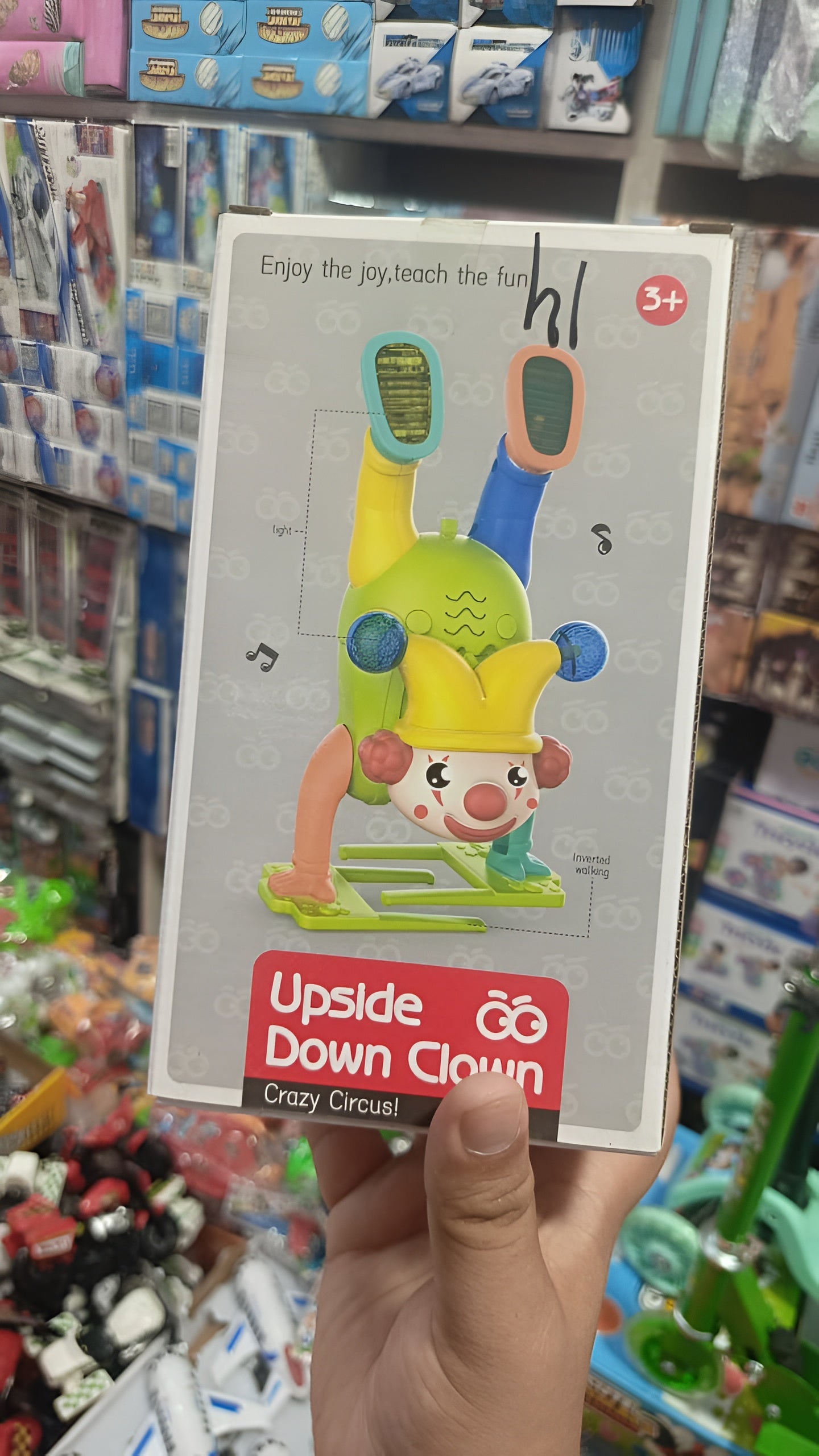 Electric Upside-Down Dancing Clown Toy with Music & Flashing Lights Battery