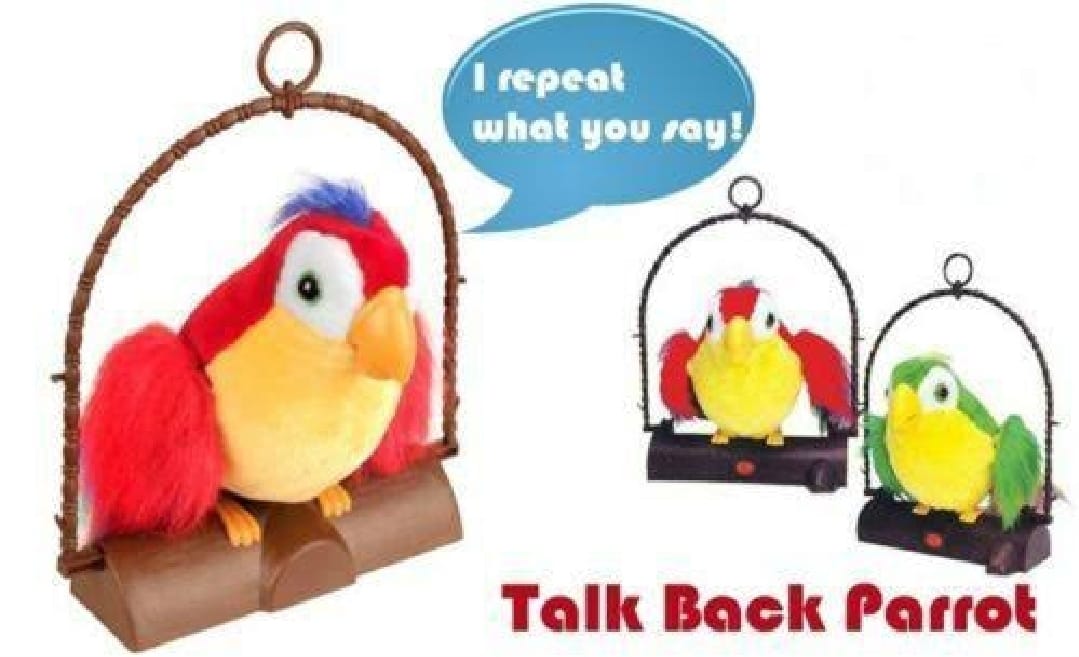 Talk Back Talking Parrot Toy Repeats Speech, Educational & Fun for
