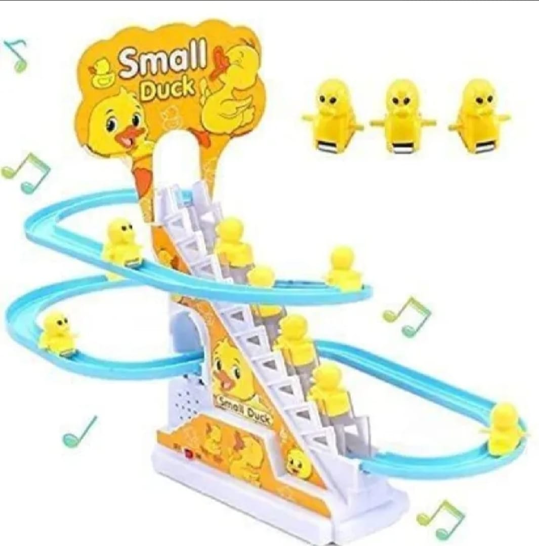 Duck Slide Toy Set, Funny Automatic Stair-Climbing Ducklings Cartoon Race Track Set