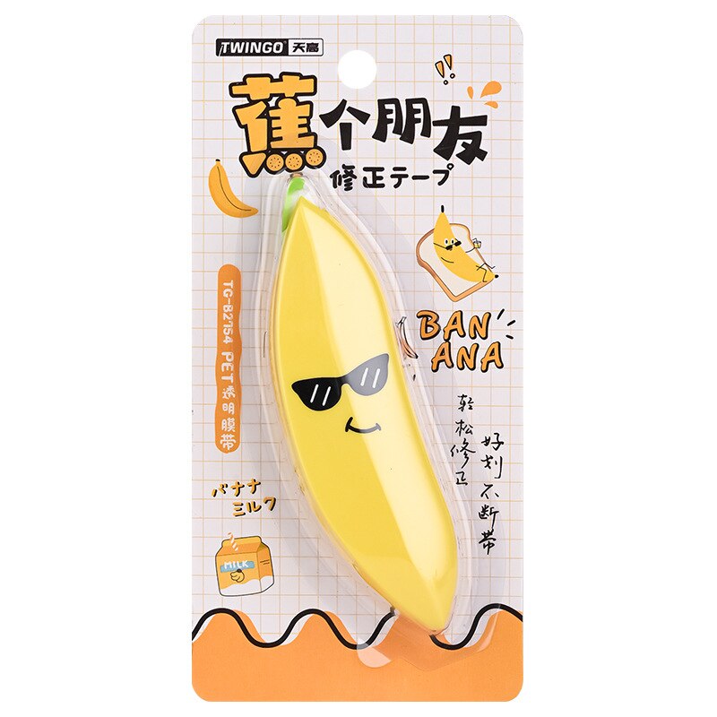 Banana Shaped Correction Tape Fun & Portable Eraser Tool for Paper,